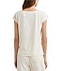 Color:Winter Cream - Image 2 - Grieta Cap Sleeve Boat Neck Relaxed Fit Graphic Tee