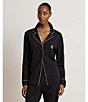 Lauren Ralph Lauren Hammond Solid Long Sleeve Notch Collar Knit Long Pajama Set - Image 4