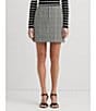 Color:Black - Image 4 - Hasneal Plaid Italian Tweed Mini Pencil Skirt