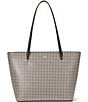 Lauren Ralph Lauren Houndstooth Medium Karly Tote Bag, Color:Dark Mahogany/Houndstooth - Image 1