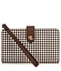 Lauren Ralph Lauren Houndstooth Tech Wristlet, Color:Dark Mahogany/Houndstooth - Image 1