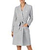Color:Grey Heather - Image 1 - Jacquard Herringbone Knit Short Wrap Robe