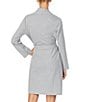 Color:Grey Heather - Image 2 - Jacquard Herringbone Knit Short Wrap Robe