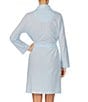 Color:Heather Blue - Image 2 - Jacquard Herringbone Knit Short Wrap Robe