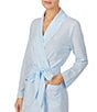 Color:Heather Blue - Image 3 - Jacquard Herringbone Knit Short Wrap Robe