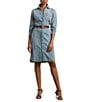Lauren Ralph Lauren Jameika Belted Denim Long Sleeve Shirt Dress, Color:Alicia Wash - Image 1