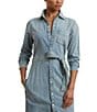Lauren Ralph Lauren Jameika Belted Denim Long Sleeve Shirt Dress, Color:Alicia Wash - Image 3