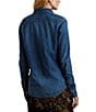 Lauren Ralph Lauren Classic Fit Denim Point Collar Long Sleeve Button Front Shirt, Color:Harvest wash - Image 2