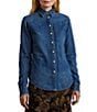 Lauren Ralph Lauren Classic Fit Denim Point Collar Long Sleeve Button Front Shirt - Image 1