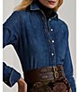 Lauren Ralph Lauren Classic Fit Denim Point Collar Long Sleeve Button Front Shirt - Image 4