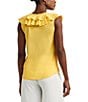 Color:Primrose Yellow - Image 2 - Jersey Knit Ruffle Trim V-Neck Sleeveless Top