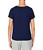 Color:Navy - Image 2 - Jersey V-Neck Short Sleeve Sleep Top