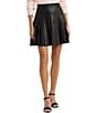 Color:Black - Image 1 - Jilmatt Pleated Leather A-Line Mini Skirt