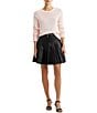 Color:Black - Image 3 - Jilmatt Pleated Leather A-Line Mini Skirt