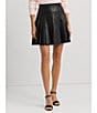 Color:Black - Image 4 - Jilmatt Pleated Leather A-Line Mini Skirt