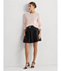 Color:Black - Image 6 - Jilmatt Pleated Leather A-Line Mini Skirt