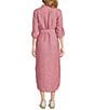 Lauren Ralph Lauren Kiredel Stripe Linen Point Collar Roll-Tab Sleeves Belted Button Front Midi Shirt Dress, Color:Red Multi - Image 2