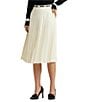 Color:Winter Cream - Image 1 - Kiriaki Cream Pleated Faux Leather A-Line Midi Skirt