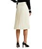 Color:Winter Cream - Image 2 - Kiriaki Cream Pleated Faux Leather A-Line Midi Skirt