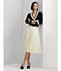 Color:Winter Cream - Image 5 - Kiriaki Cream Pleated Faux Leather A-Line Midi Skirt