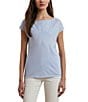 Lauren Ralph Lauren Knit Jersey Boat Neck Short Sleeve Tee, Color:Light Blue - Image 1
