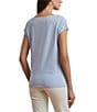 Lauren Ralph Lauren Knit Jersey Boat Neck Short Sleeve Tee, Color:Light Blue - Image 2