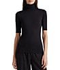 Color:Polo Black - Image 1 - Knit Jersey Turtleneck Top