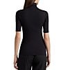 Color:Polo Black - Image 2 - Knit Jersey Turtleneck Top