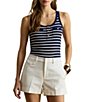Lauren Ralph Lauren Knit Striped Scoop Neck Sleeveless Tank Top - Image 1
