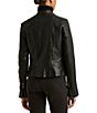 Color:Black - Image 2 - Lambskin Leather Long Sleeve Biker Statement Jacket
