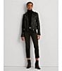 Lauren Ralph Lauren Lambskin Leather Long Sleeve Moto Statement Jacket, Color:Black - Image 6