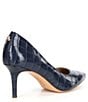 Color:Refined Navy - Image 2 - Lanette Crocodile Embossed Leather Pumps