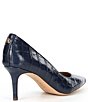 Color:Navy - Image 2 - Lanette Crocodile Embossed Leather Pumps