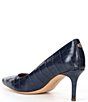 Color:Navy - Image 3 - Lanette Crocodile Embossed Leather Pumps