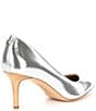 Color:Polished Silver - Image 2 - Lanette Metallic Lizard-Embossed Leather Pumps