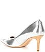 Color:Polished Silver - Image 3 - Lanette Metallic Lizard-Embossed Leather Pumps