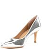 Color:Polished Silver - Image 4 - Lanette Metallic Lizard-Embossed Leather Pumps