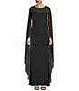 Lauren Ralph Lauren Lavati Georgette Crew Neck Sleeveless Cape Column Gown, Color:Black - Image 1