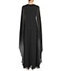 Lauren Ralph Lauren Lavati Georgette Crew Neck Sleeveless Cape Column Gown, Color:Black - Image 2
