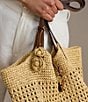 Lauren Ralph Lauren Leather & Crocheted Straw Flower Bag Charm - Image 3