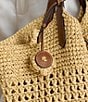 Lauren Ralph Lauren Leather & Crocheted Straw Flower Bag Charm - Image 4