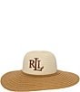 Color:Natural Multi - Image 1 - Leather Logo Woven Straw Sun Hat