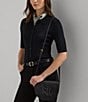 Color:Black - Image 6 - Leather Medium Embossed Logo Witley Crossbody Bag