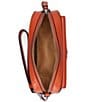 Color:Rust Orange - Image 3 - Leather Small Marcy Convertible Crossbody Bag