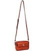 Color:Rust Orange - Image 5 - Leather Small Marcy Convertible Crossbody Bag