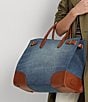 Lauren Ralph Lauren Devyn Leather-Trim Denim Large Tote Bag, Color:Sunset Indigo Wash/Lauren Tan - Image 5