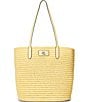 Color:T-bird Yellow - Image 1 - Solid Lauren Leather-Trim Straw Large Brie Tote Bag
