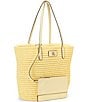 Color:T-bird Yellow - Image 5 - Solid Lauren Leather-Trim Straw Large Brie Tote Bag
