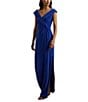 Lauren Ralph Lauren Knit Jersey Off-The-Shoulder Sleeveless Front Twist Column Dress, Color:Blue - Image 1