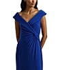 Lauren Ralph Lauren Knit Jersey Off-The-Shoulder Sleeveless Front Twist Column Dress, Color:Blue - Image 3